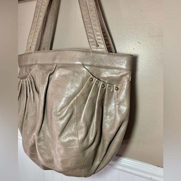 HOBO International Tan Leather Satchel Bucket Handbag tote - Picture 4 of 6